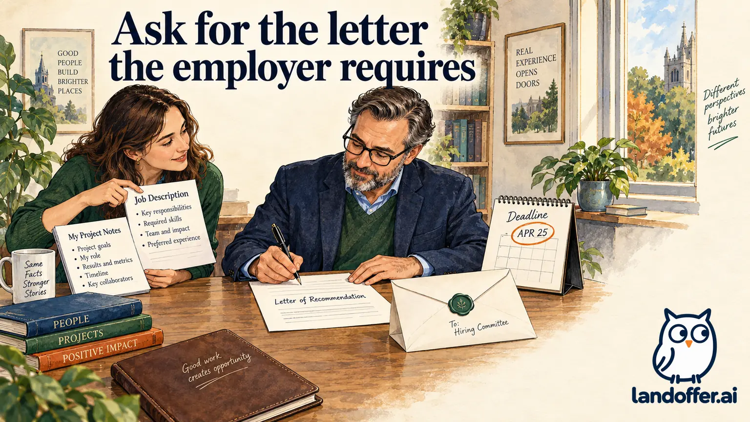 A supervisor writes a recommendation using the applicant’s factual project notes and the employer’s delivery instructions.